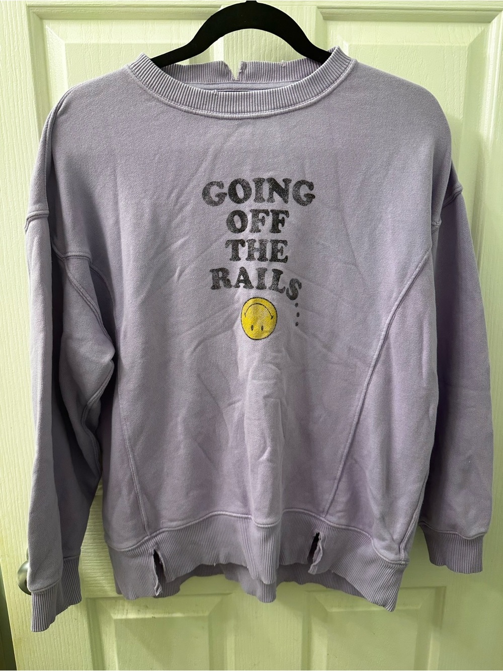 aerie Lilac Crewneck Sweatshirt with Yellow Smile Graphic